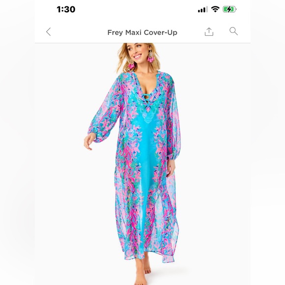 NWT Lilly Pulitzer Frey Long sleeved maxi multi seaweed Samba engineer dress S/M - Picture 4 of 14